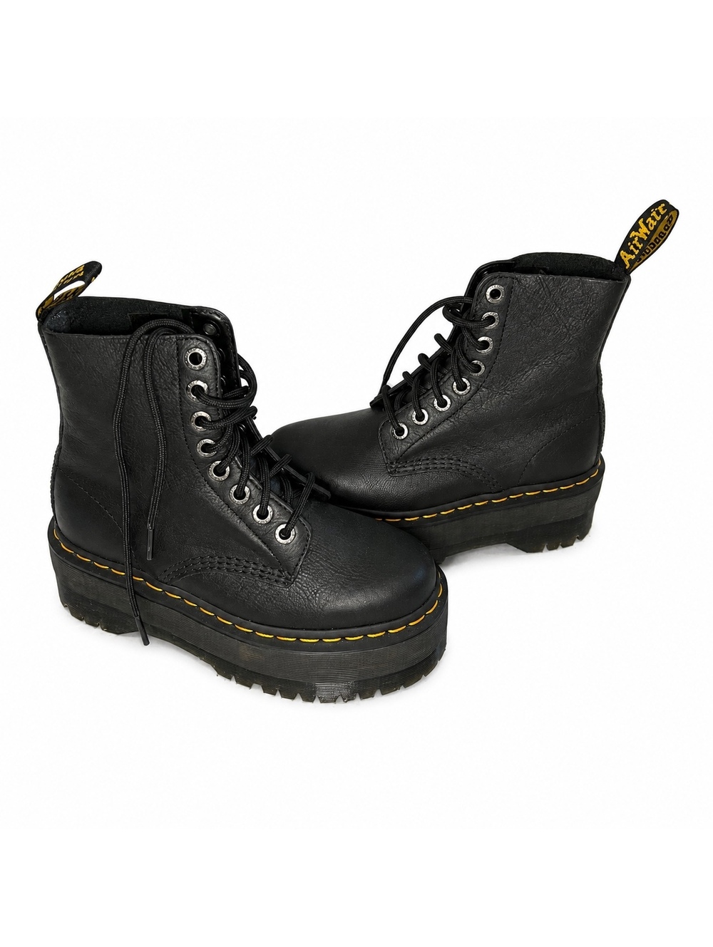 Dr. Martens Jadon Max Platform Boots Black Pisa Leather Women’s US 6